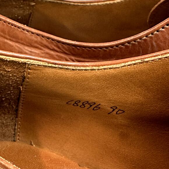 VERY GOOD Grant Stone x J. Crew Oxford Cap Toe Brogue Chili Brown Bench Made 9 - Picture 10 of 13